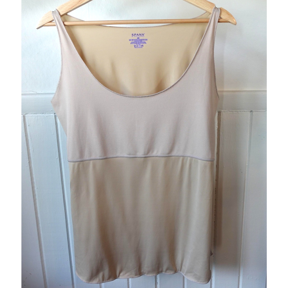 Spanx Shapewear Slip Womens 2X Beige Nude Tank Cami Body Shaper Dress Underdress